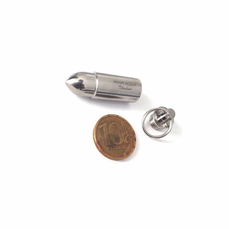 Титановый брелок капсула River Scout Bullet M-Size