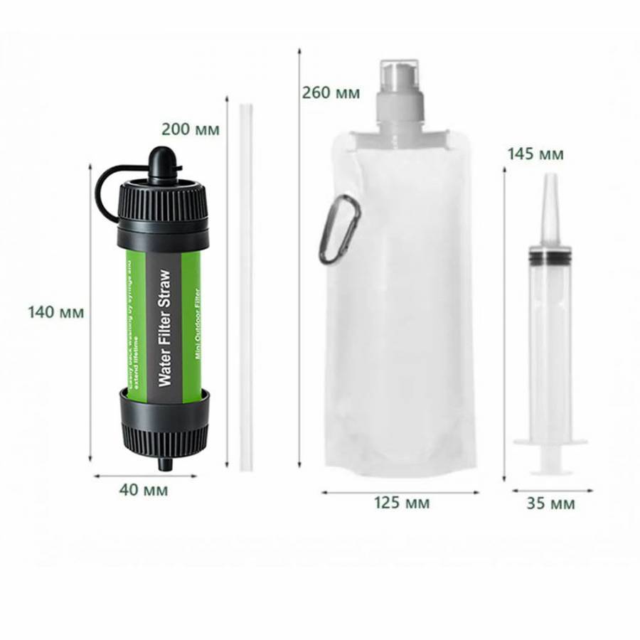 Фильтр для воды Water Filter Straw Green